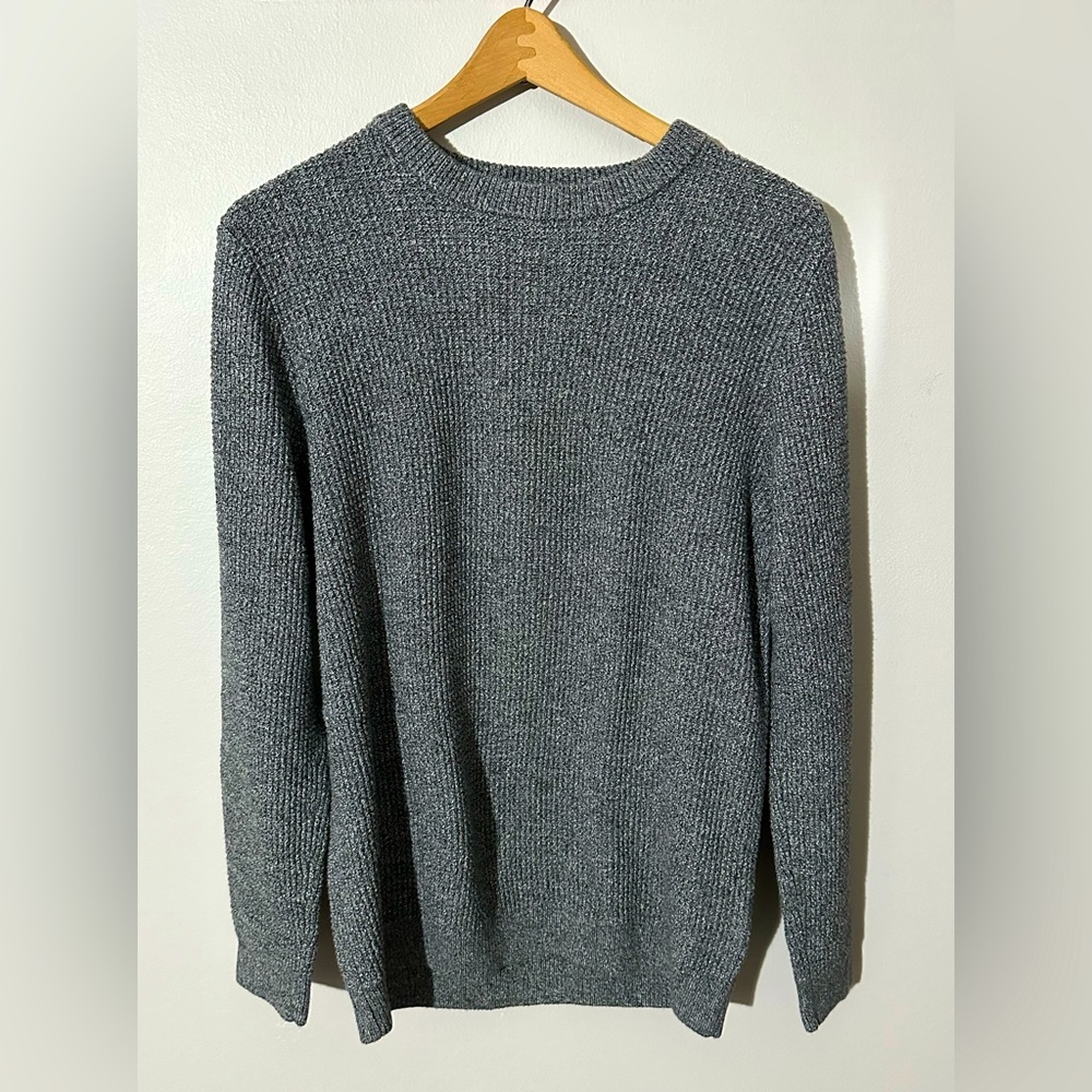 H&M Gray Crewneck Sweater, Waffle Stitch